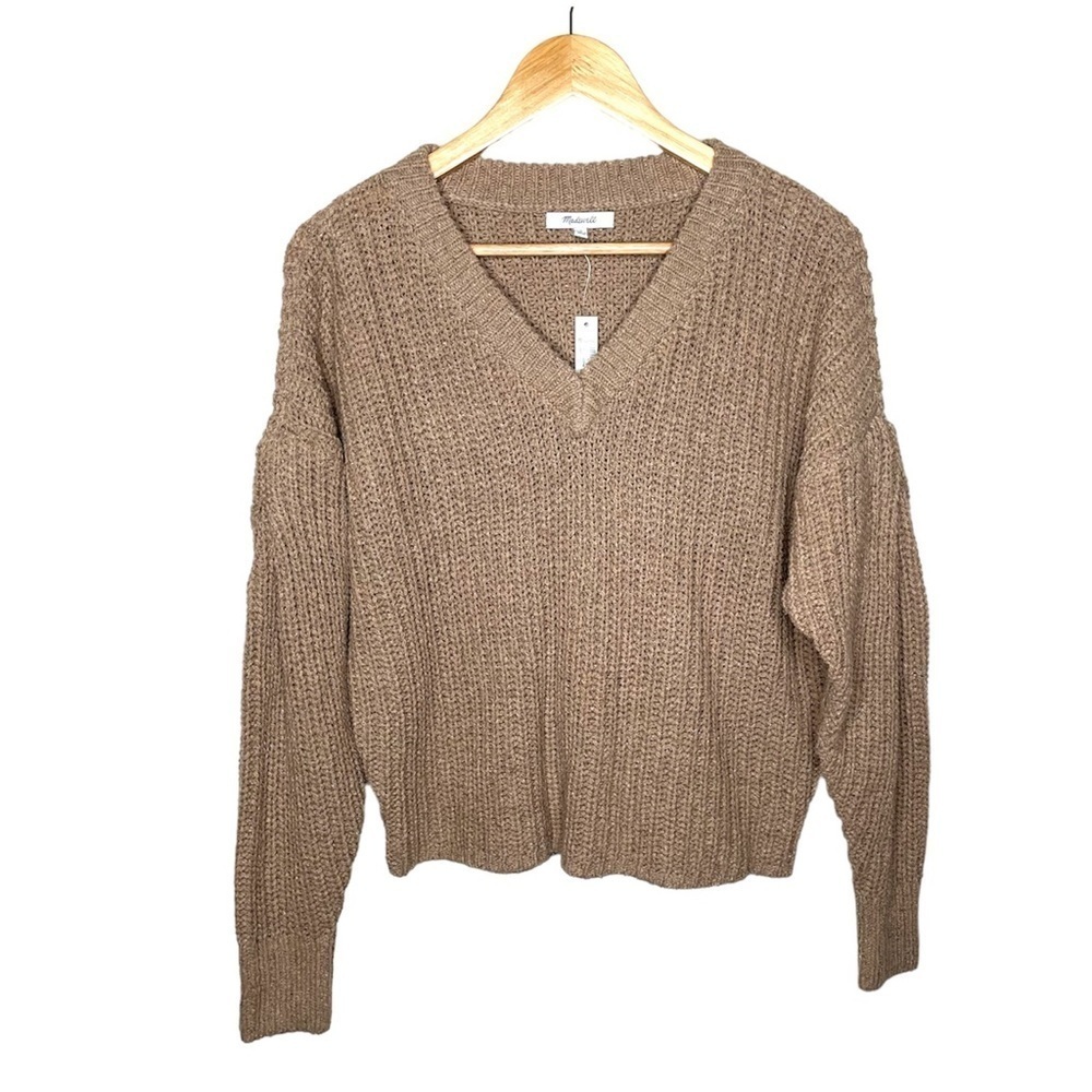 Madewell Pleat-Sleeve Wool Silk Blend Sweater NWT